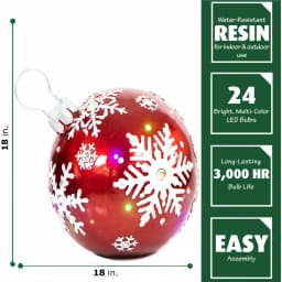 Fraser Hill Farm 1.5 ft. 24-Light LED Jeweled Ball Ornament with Snowflake Design thumbnail 4