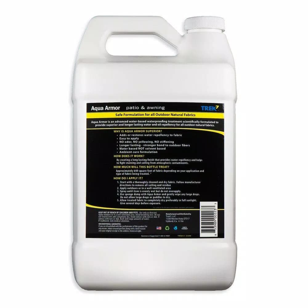 Trek7 Aqua Armor 1 Gallon Fabric Waterproofing Spray for Patio Furniture, Awnings, and Outdoor Cushions