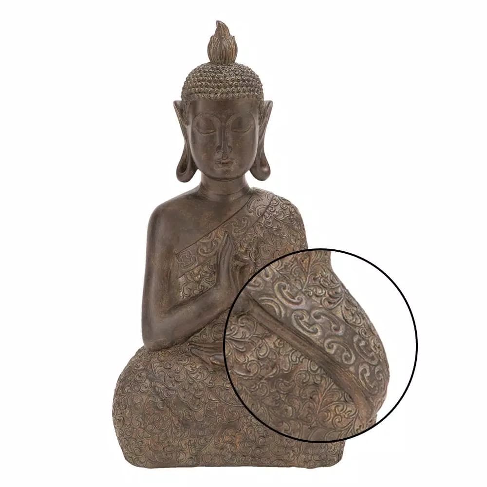 LITTON LANE 17 in. Decorative Meditating Thai Buddha Sculpture - Brown Polystone Statuary