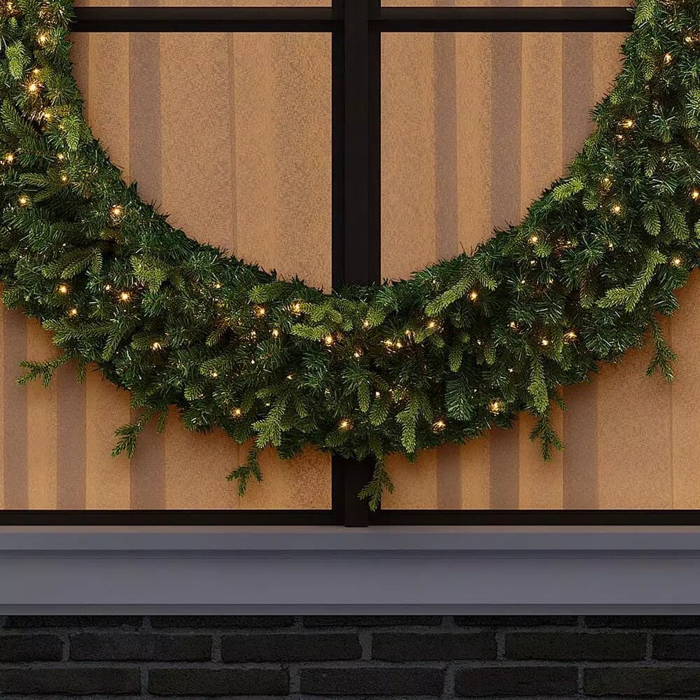 Home Accents Holiday 60 in. Jackson Noble Fir Artificial Wreath with 300 Warm White LED Micro Dot Lights