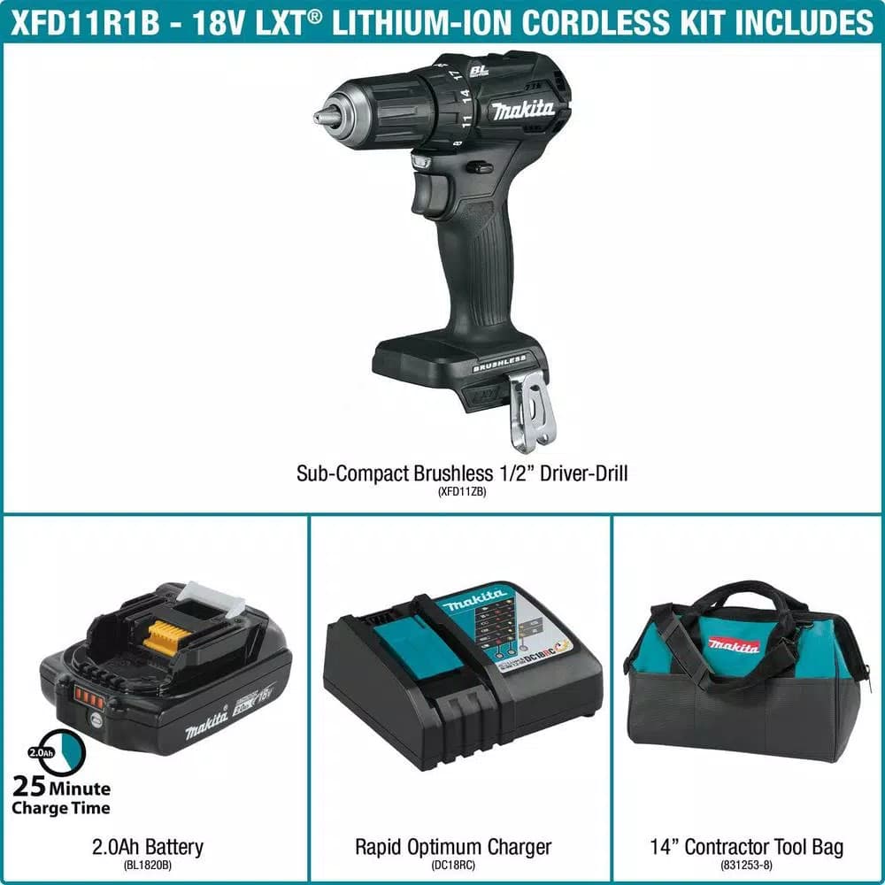 Makita 18V LXT Sub-Compact Brushless 1/2 in. Driver-Drill Kit with Bonus LED Flashlight