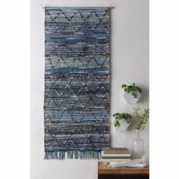 Artistic Weavers Obelu Blue Tapestry Wall Hanging - 30 in. x 60 in. Hand Woven Bohemian Decor thumbnail 3
