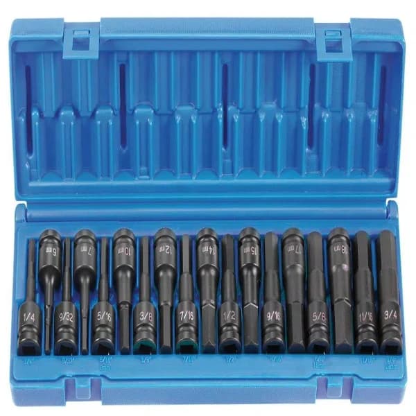 GP 1/2 in. Drive SAE/Metric Combo Hex Driver Impact Socket Set, 18-Piece