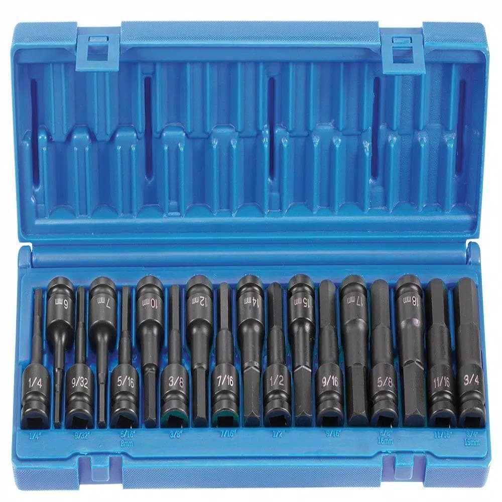 GP 1/2 in. Drive SAE/Metric Combo Hex Driver Impact Socket Set, 18-Piece