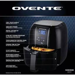 Ovente 3.2 Qt. Digital Air Fryer with Grill Pan and Non-Stick Basket, 1400W, 6 Presets thumbnail 6
