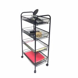 Mind Reader 4-Shelf Rolling Black Metal Mesh Storage Cart thumbnail 2