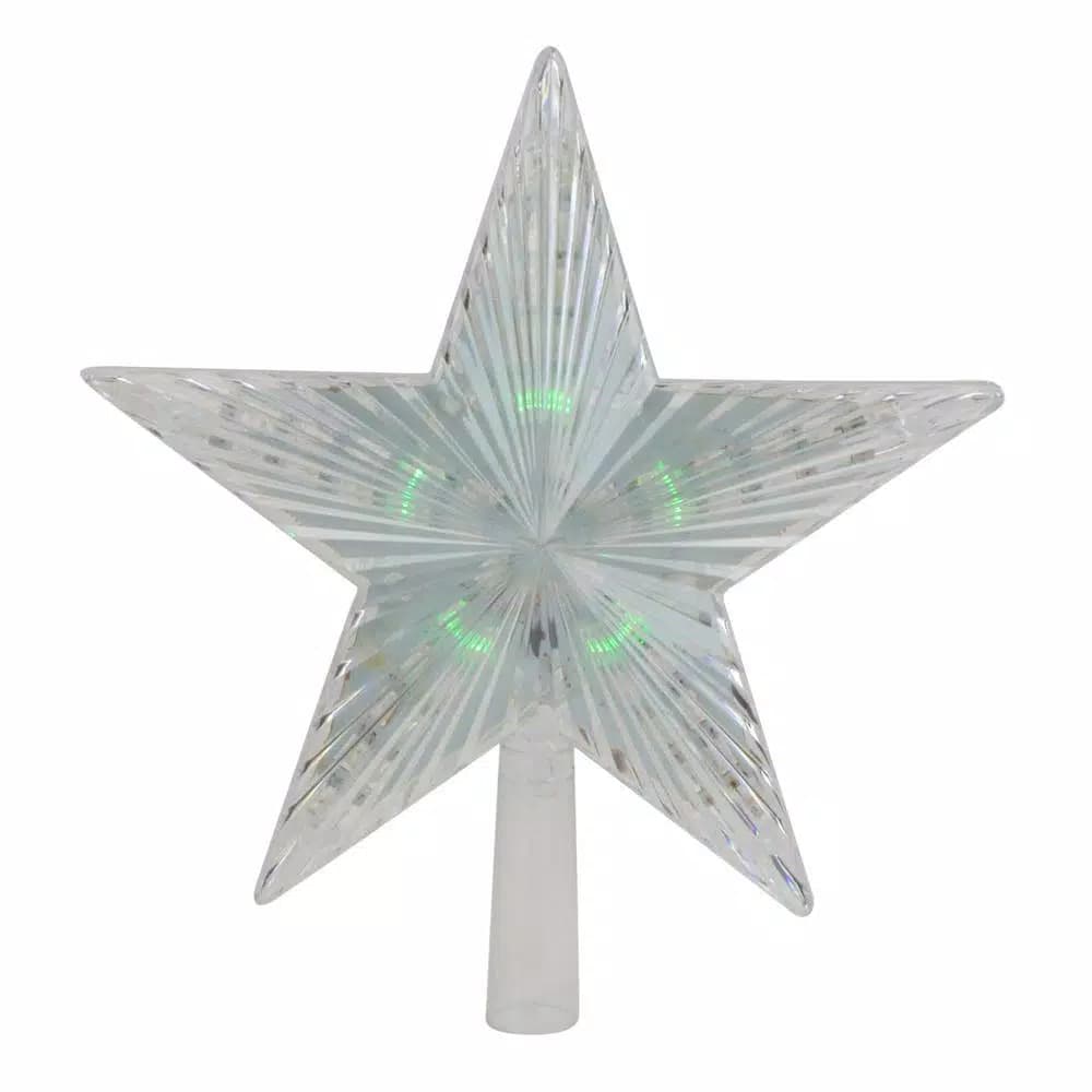 Northlight 9 in. Clear Crystal Star LED Christmas Tree Topper with Multi-Color Lights