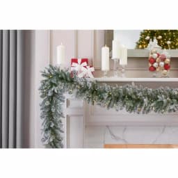 Home Accents Holiday 9 ft. Pre-Lit Flocked Frasier Fir LED Garland with Timer thumbnail 3
