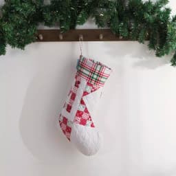 Country Living Angelina Red Patchwork Star Christmas Stocking - 17.5 in. Reversible Microfiber thumbnail 6