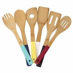 Home Basics Bamboo Kitchen Utensil Set of 6 - Modern Spatulas and Cooking Spoons thumbnail 4