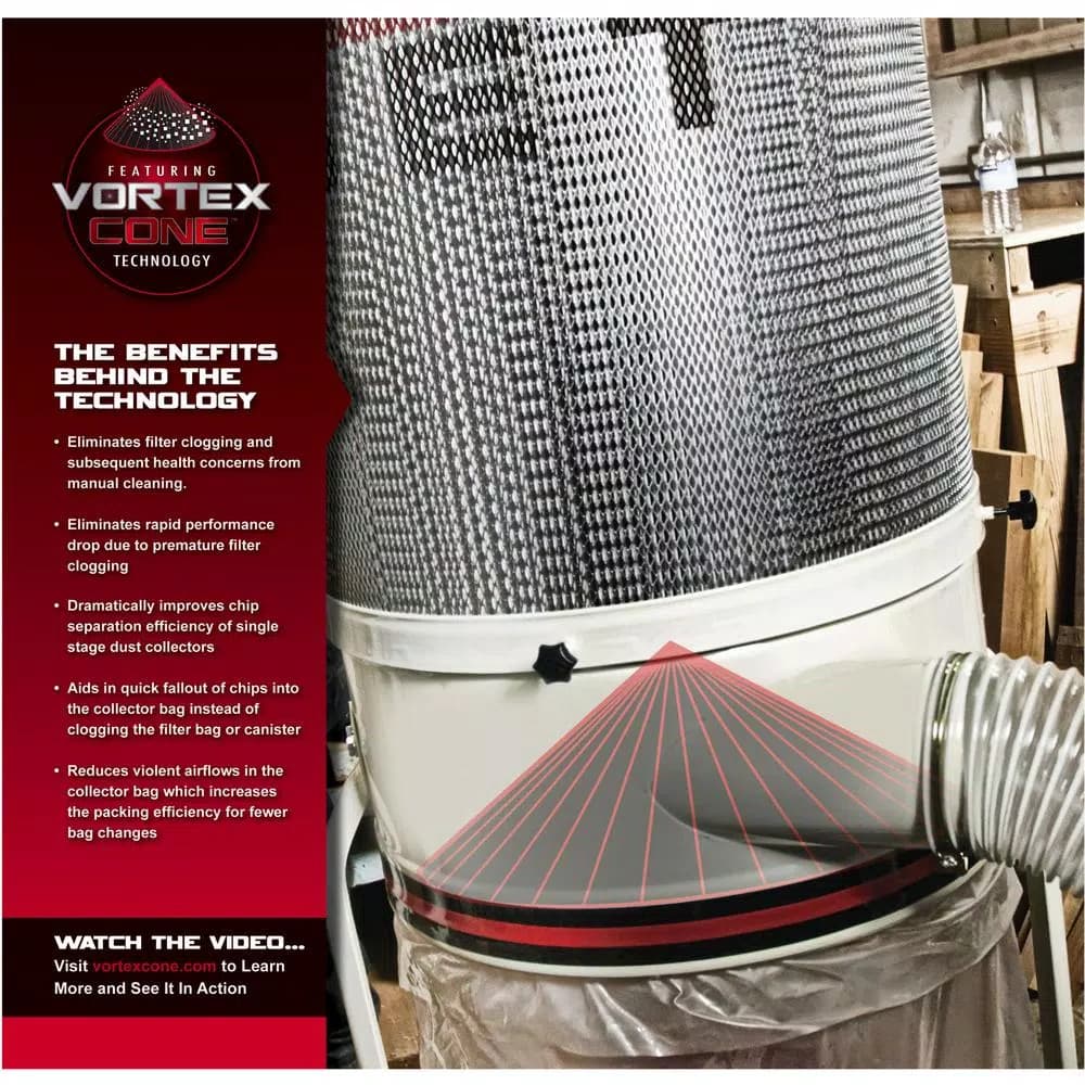 JET DC-1200VX-CK3 2 HP 3-Phase Dust Collector with Canister Filter