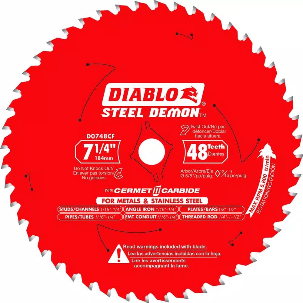 Diablo Steel Demon 7-1/4 in. x 48-TPI Cermet Metal Cutting Circular Saw Blade
