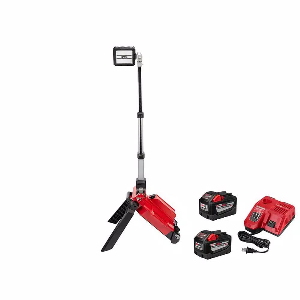 Milwaukee M18 ONE-KEY ROCKET Dual Pack Tower Light Kit with (2) 9.0 Ah Batteries and Rapid Charger