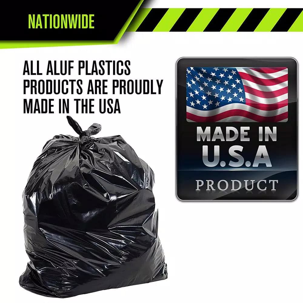 Unbranded 55-60 Gallon Black Low Density EZ Closure Trash Bags, 1.5 Mil, 100-Count