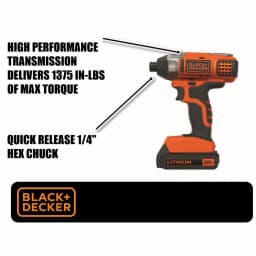 BLACK+DECKER 20V MAX Cordless Impact Driver Kit with 2 Ah Battery and Charger thumbnail 2