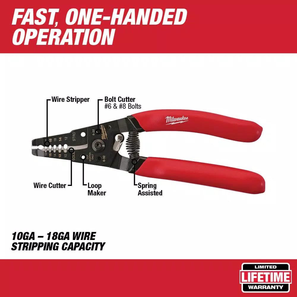 Milwaukee 48-22-6109 7 in. Wire Strippers with Swing-Lock Design