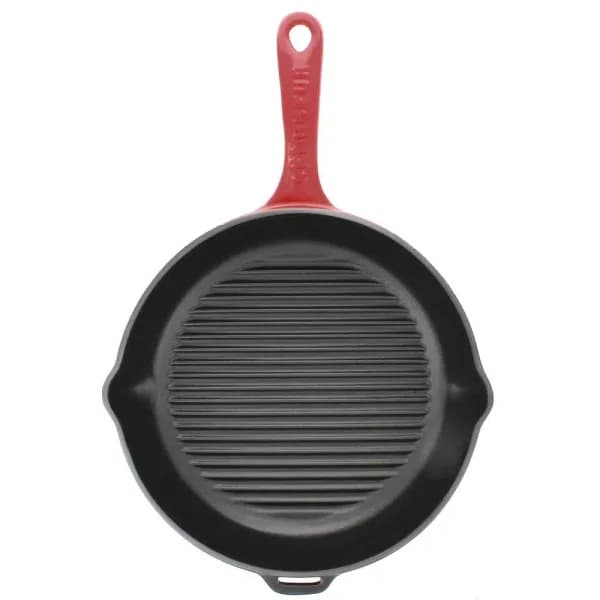 Chasseur 11 in. French Enameled Cast Iron Grill Pan, Red