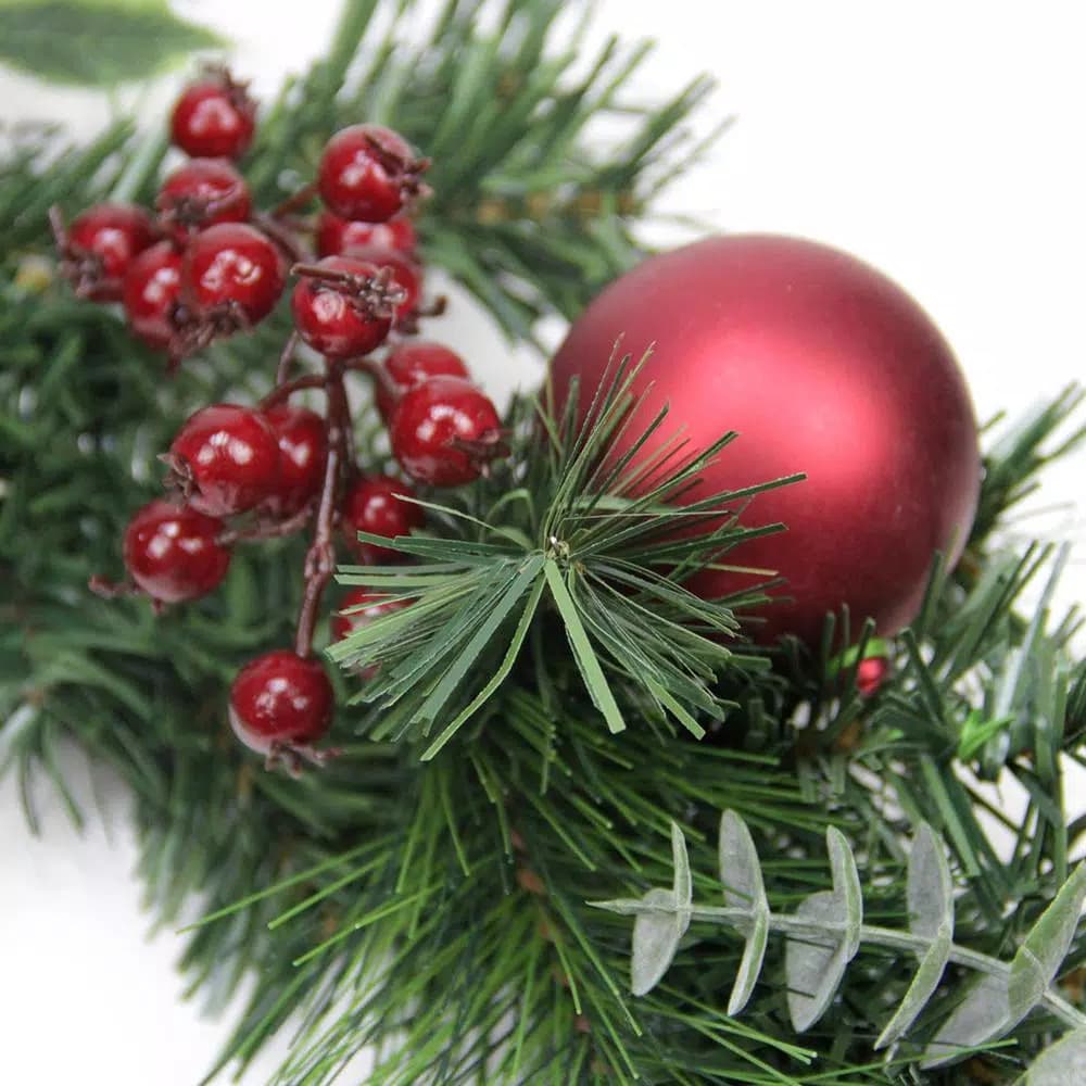 Northlight 6 ft. Pre-Decorated Artificial Pine Christmas Garland with Berries, Pine Cones, and Red Ball Ornaments