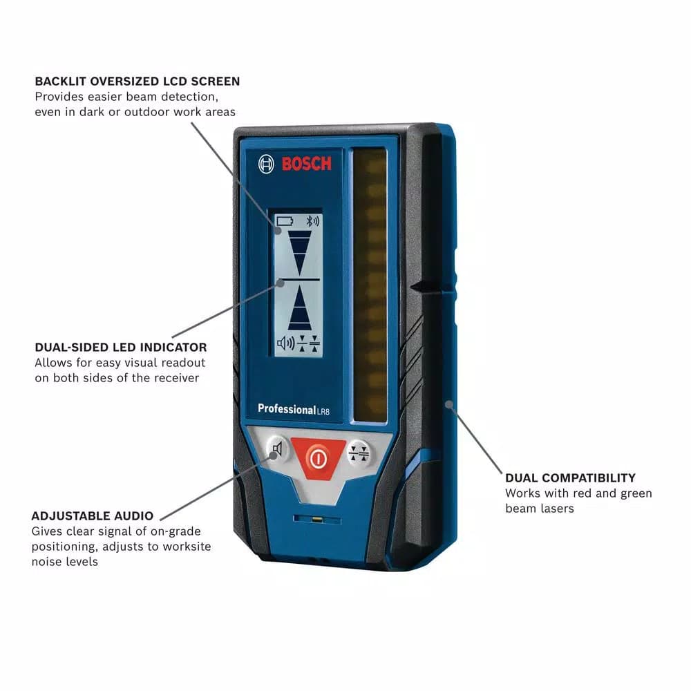 Bosch LR8 Line Laser Receiver for Red and Green Beam Lasers