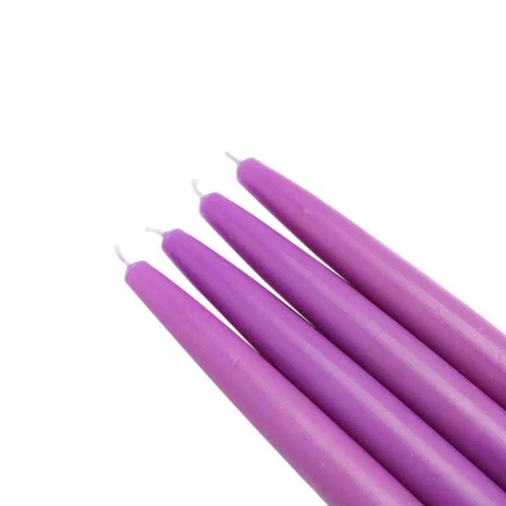 Zest Candle 6 in. Purple Taper Candles, Unscented Paraffin Wax, Set of 12