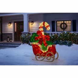Home Accents Holiday 61 in. LED Sleigh with Presents Yard Decoration, Cool White Lights thumbnail 2