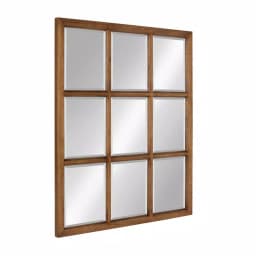 Kate and Laurel Hogan 9-Pane Windowpane Wall Mirror, Rustic Natural Wood Frame, 26 x 32 in. thumbnail 2