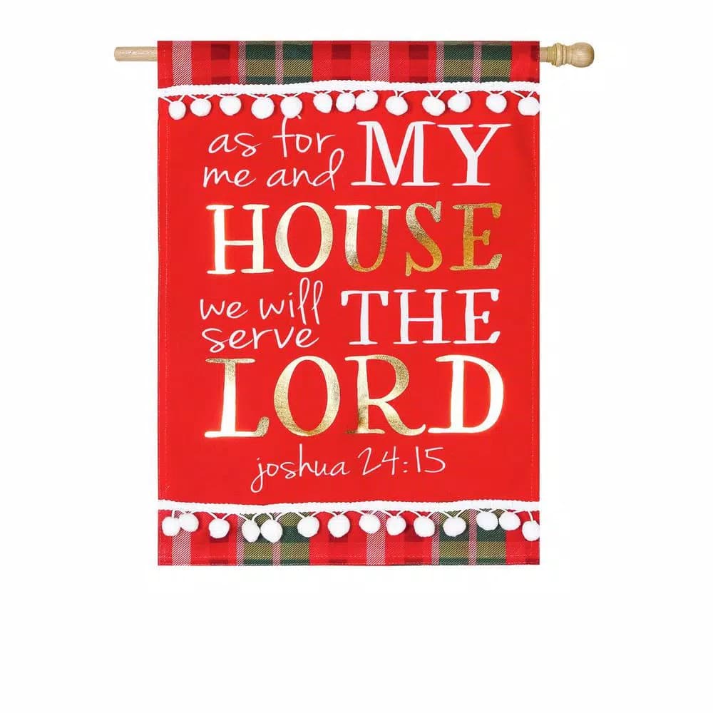 Evergreen Serve the Lord Religious Christmas Linen Flag, 28 in. x 44 in.