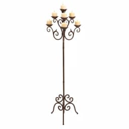 LITTON LANE 61 in. Brown Iron Scroll Design 7-Light Candelabra Floor Stand thumbnail 1