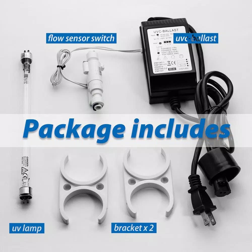 ISPRING UV Ultraviolet Water Filter with Smart Flow Sensor Switch, 11W Philips Lamp, Stainless Steel Housing