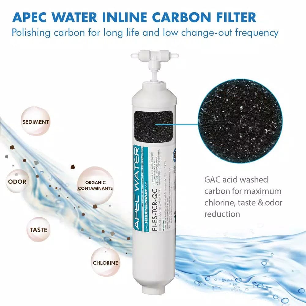 APEC Water Systems APEC Essence 10 in. In-line Carbon Replacement Water Filter with 1/4 in. Quick Connect