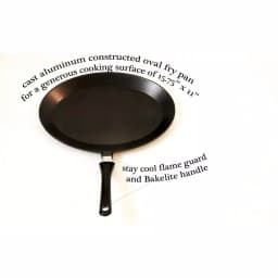 ExcelSteel 11 in. Cast Aluminum Nonstick Oval Frying Pan, Black thumbnail 7