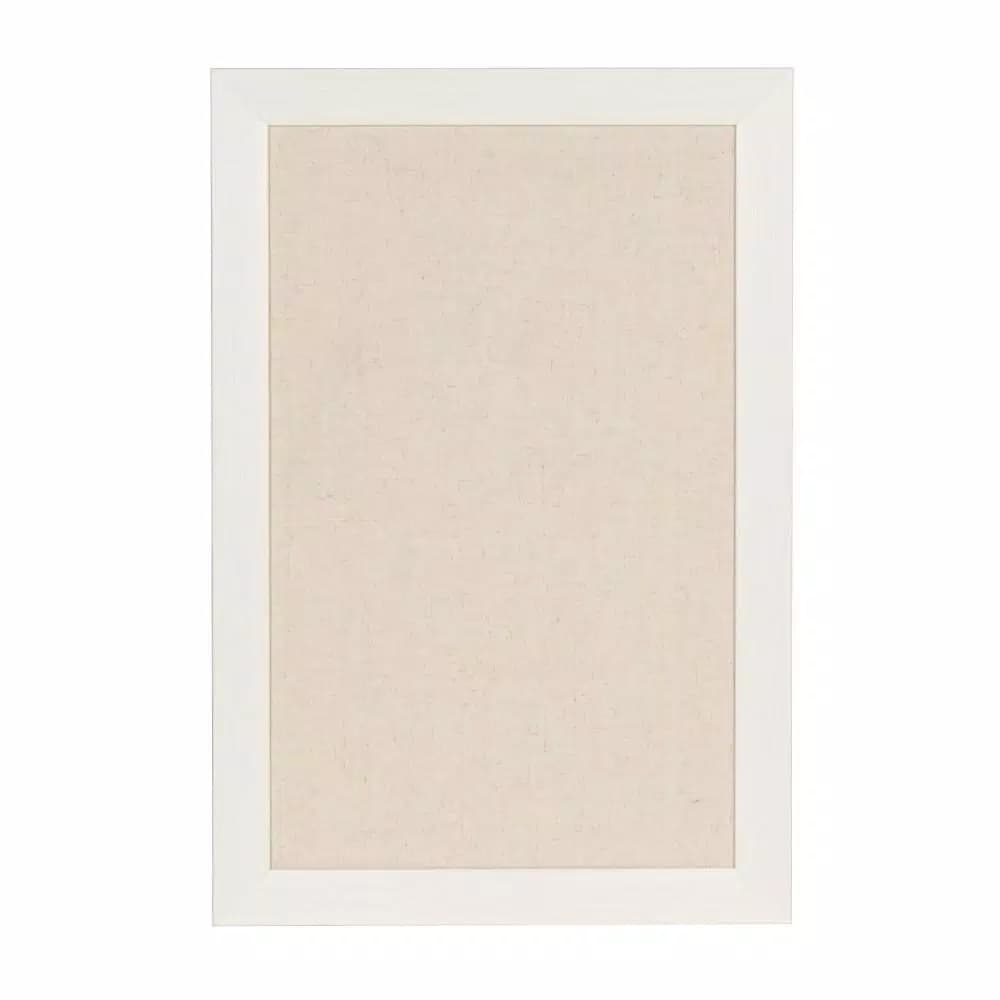DesignOvation Beatrice Framed Linen Fabric Pinboard Memo Board, 18 x 27 in, White