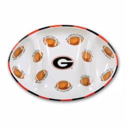 Magnolia Lane Georgia Ceramic Football Tailgating Serving Platter, 3-Section Divided Dish thumbnail 1
