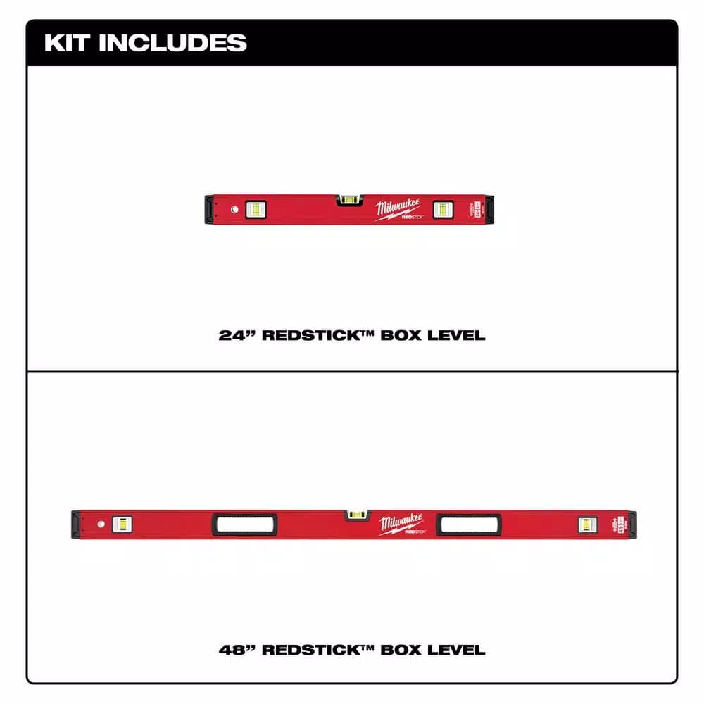 Milwaukee REDSTICK Box Level Set, 24 in. and 48 in.