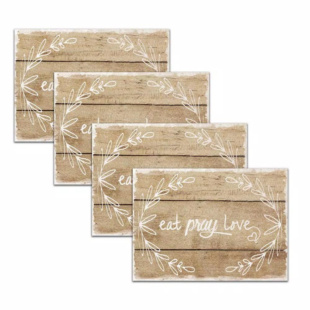 Morgan Home MHF Home Eat, Pray, Love Brown Polypropylene Placemat Set, 18 x 13 in. (4-Pack)