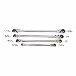 TEKTON 4-Piece Extra Long Flex-Head Ratcheting Box End Wrench Set, SAE thumbnail 3