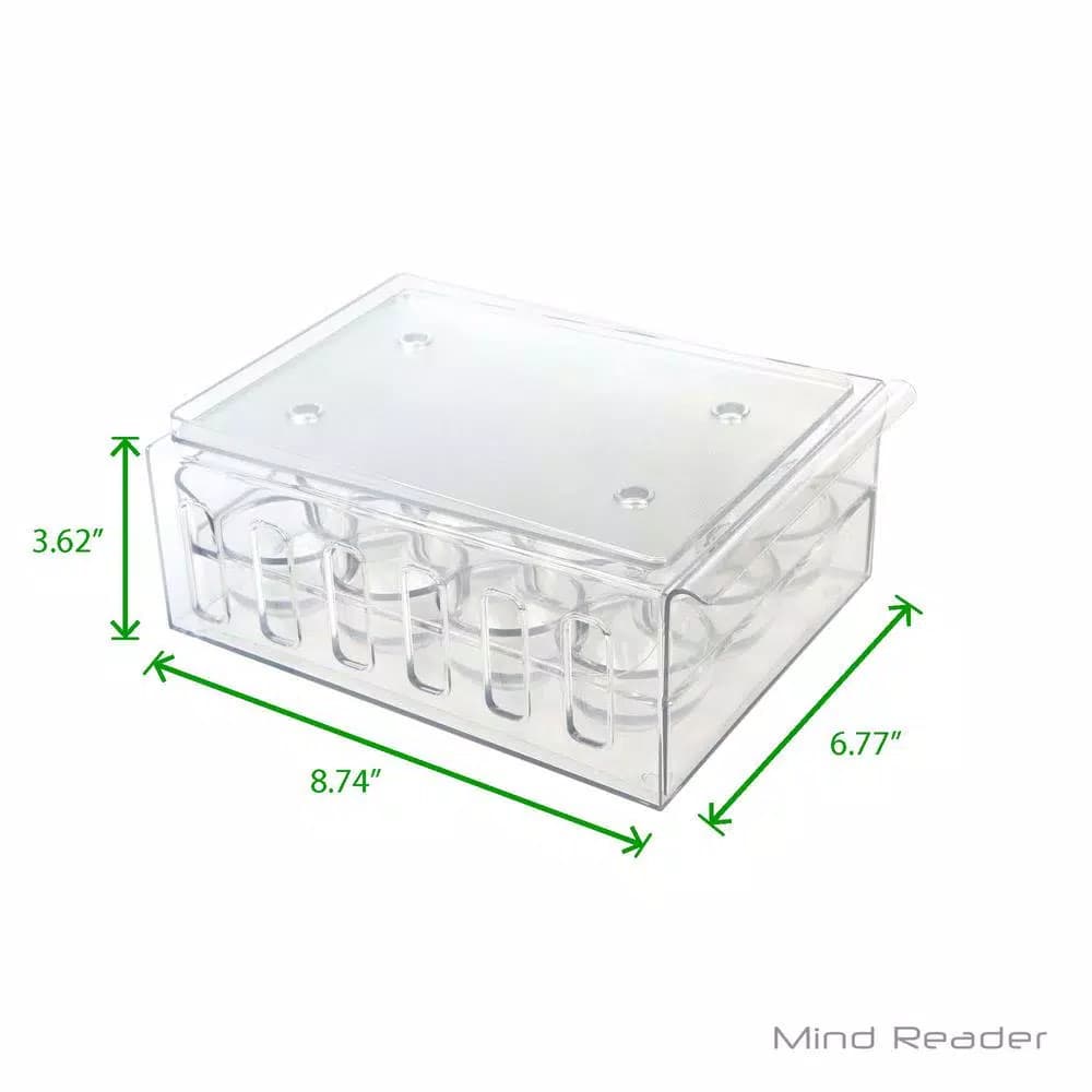 Mind Reader Clear Stackable 1-Dozen Egg Container Storage Drawer, Reusable BPA-Free Plastic