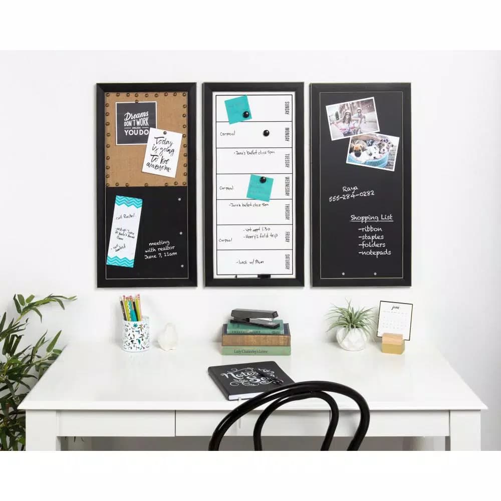 DesignOvation Wyeth Magnetic Dry Erase Weekly Calendar Memo Board with Frame