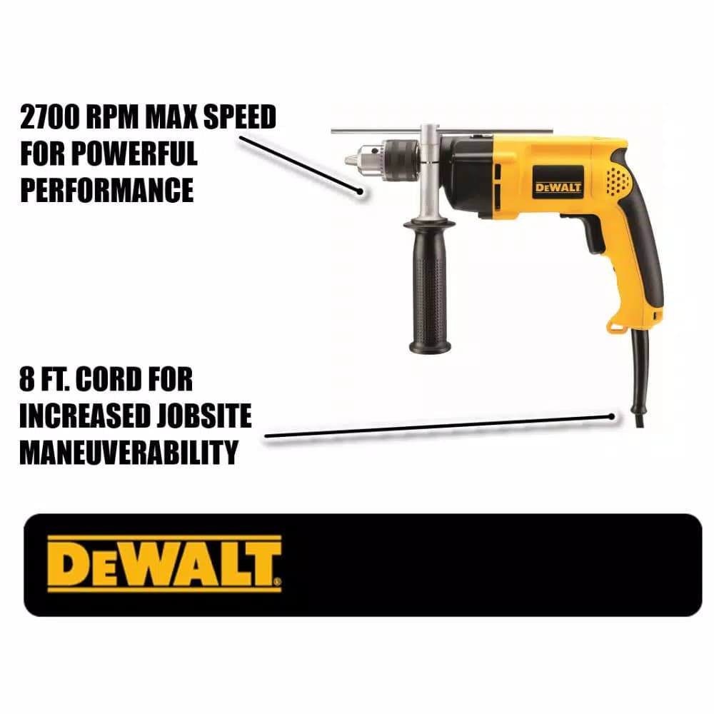 DEWALT 7.8 Amp 1/2 in. Variable Speed Reversible Corded Hammer Drill