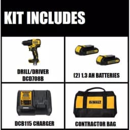 DEWALT 20V MAX ATOMIC Brushless 1/2 in. Compact Cordless Drill/Driver Kit with (2) 1.3Ah Batteries, Charger & Bag thumbnail 2