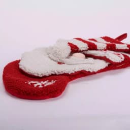 Glitzhome 20 in. Handmade Hooked Christmas Stocking with 3D Santa Design - Red & White thumbnail 2