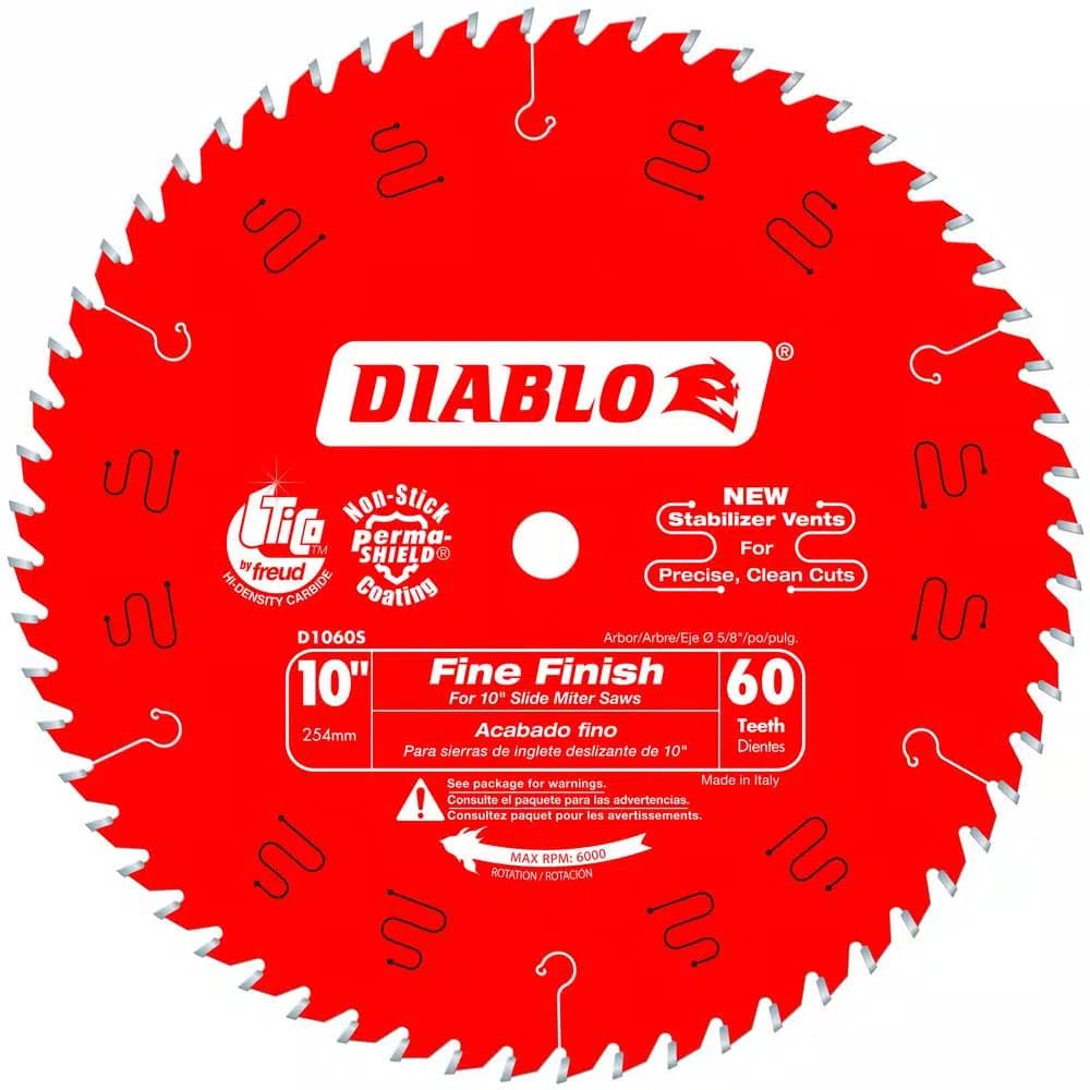 Diablo 10 in. x 60-Tooth Fine Finish Slide Miter Saw Blade