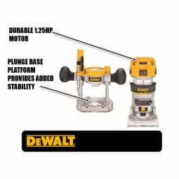 DEWALT 1.25 HP Compact Router with Fixed and Plunge Bases, 7 Amp, Variable Speed thumbnail 2