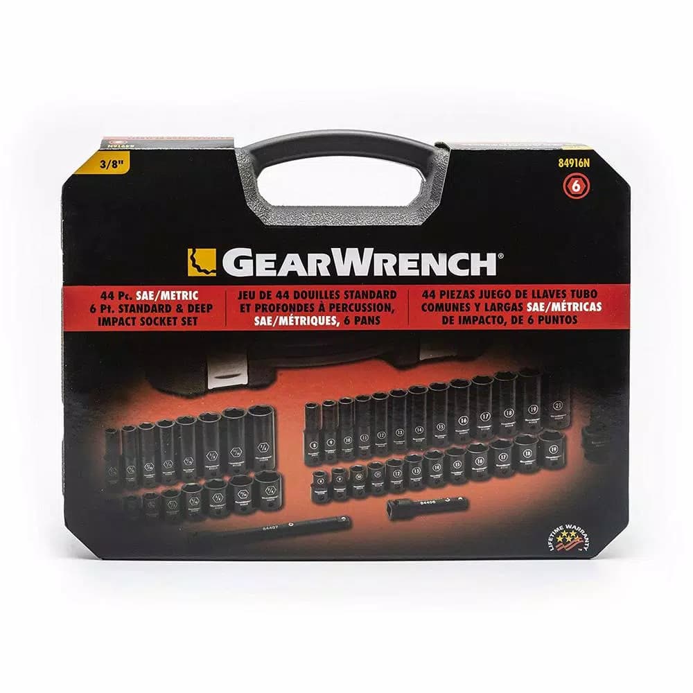 GearWrench 44-Piece 3/8 in. Drive SAE/Metric Deep Impact Socket Set