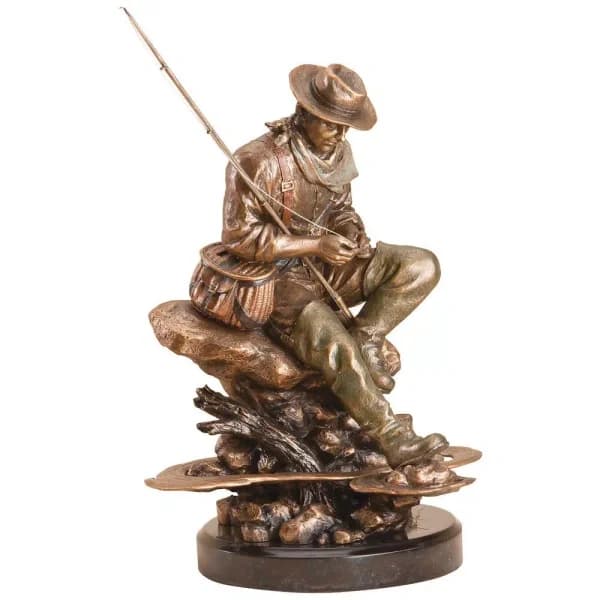 Big Sky Carvers Bliss Fly Fishing Sculpture - Montana Bronze Hand-Crafted Statuary