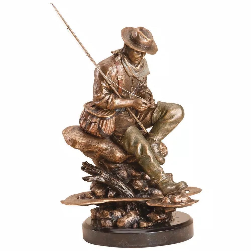 Big Sky Carvers Bliss Fly Fishing Sculpture - Montana Bronze Hand-Crafted Statuary
