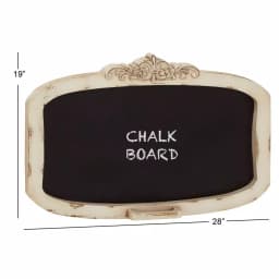 LITTON LANE Shabby Chic 28 in. Wooden Chalkboard Memo Board with Distressed Ivory Frame and Trinket Tray thumbnail 7