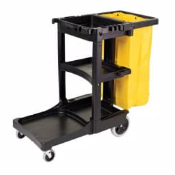 Rubbermaid Commercial Products Commercial Plastic Cleaning Cart with 3 Shelves and Zippered Yellow Vinyl Bag thumbnail 1