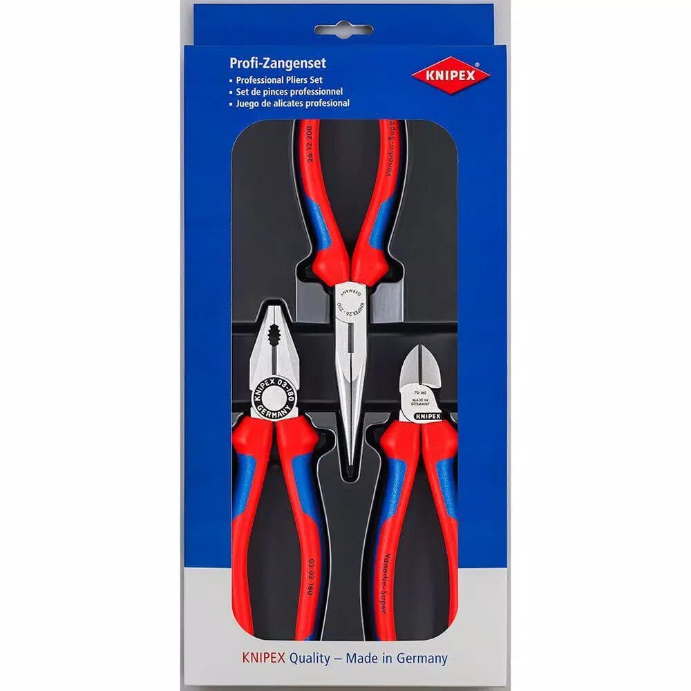 KNIPEX 3-Piece Combination Long Nose and Diagonal Cutter Plier Set
