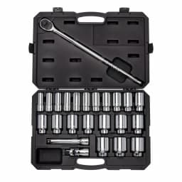 TEKTON 3/4 in. Drive Deep 6-Point Socket and Ratchet Set, 25-Piece SAE thumbnail 1